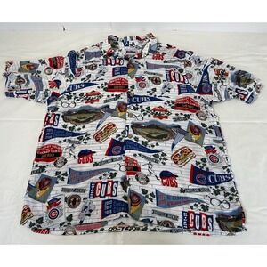 Reyn Spooner x Chicago Cubs Mens Shirt 2XL Hawaiian Button Up All Over Print MLB